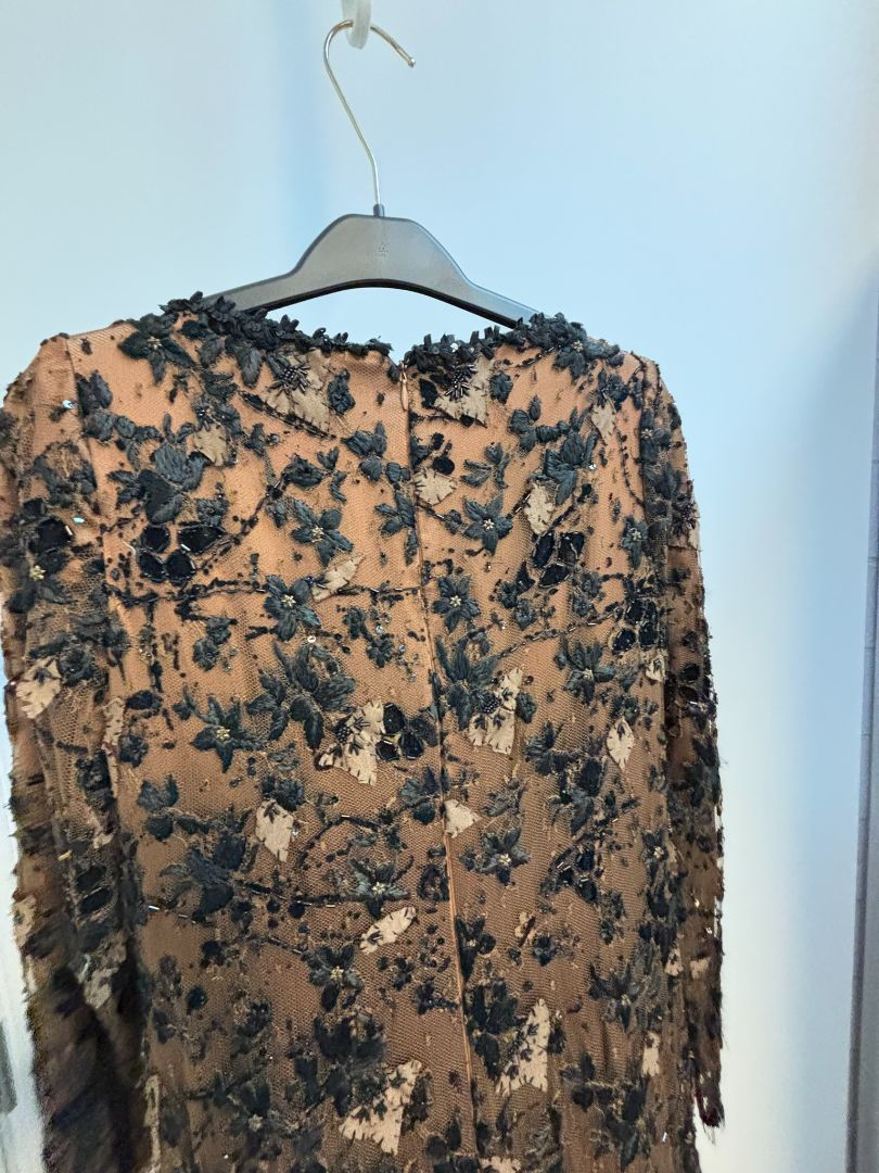 brown Lourdes Chavez beaded gown, S