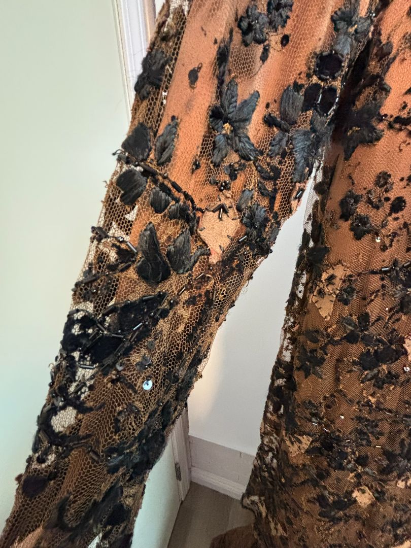 brown Lourdes Chavez beaded gown, S