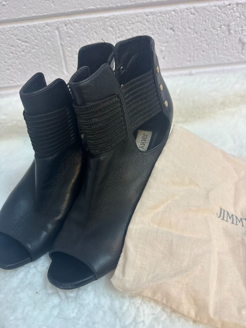 Jimmy Choo Black Peep-Toe Booties 40