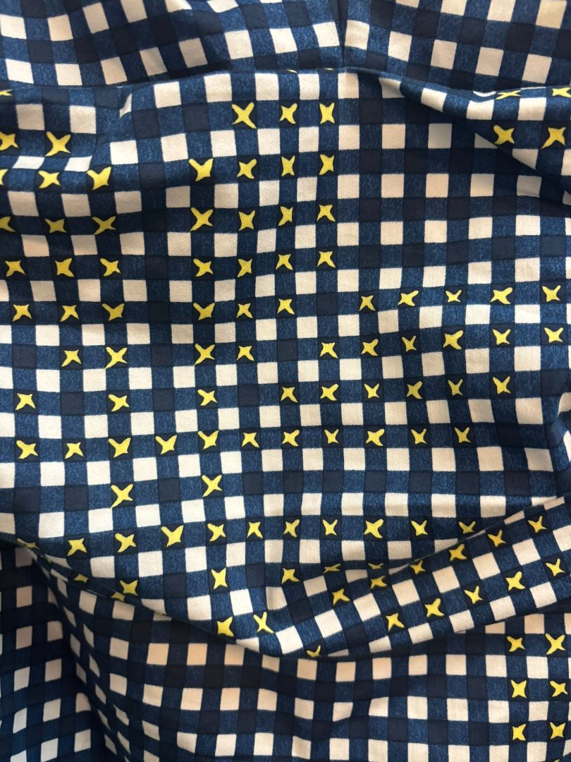 blue and yellow Samantha Sung v neck dress, L