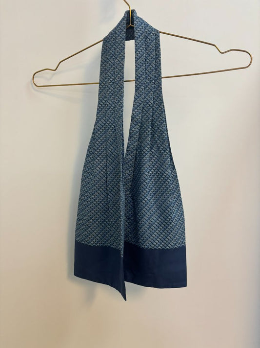 blue Hermes scarf, 45.25 x 6.5