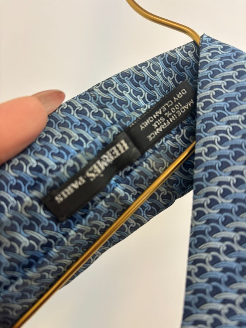 blue Hermes scarf, 45.25 x 6.5
