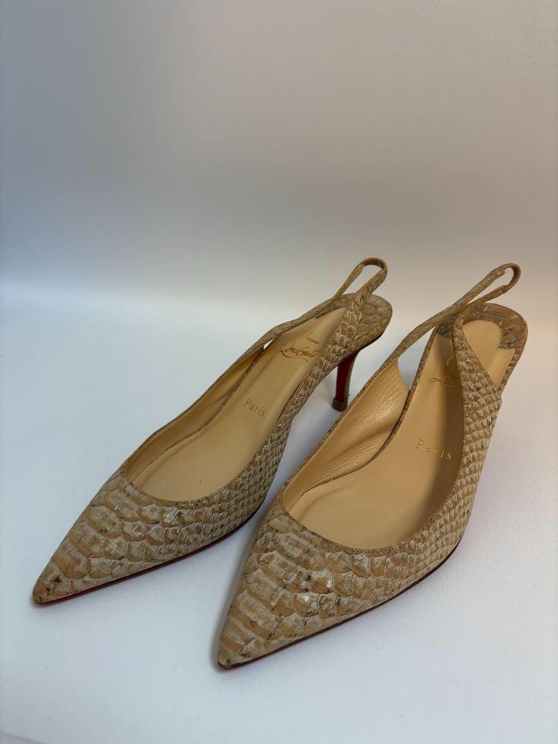 beige Christian Louboutin slingbacks, 38.5 EU