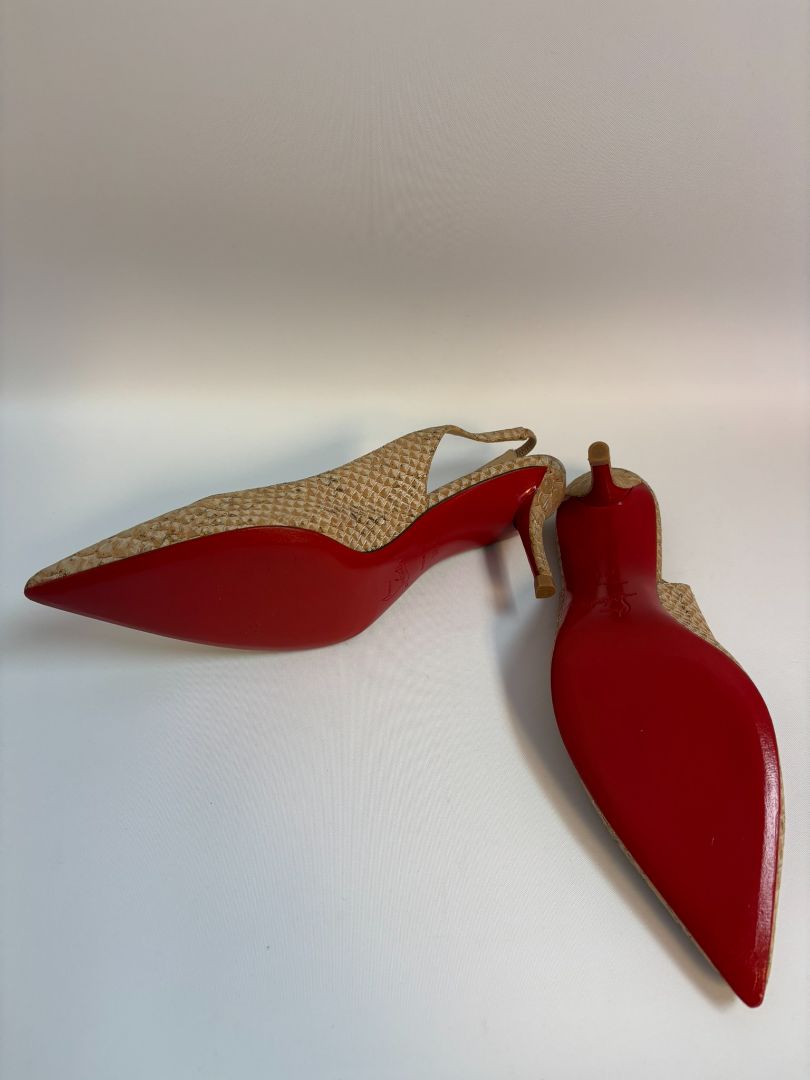 beige Christian Louboutin slingbacks, 38.5 EU