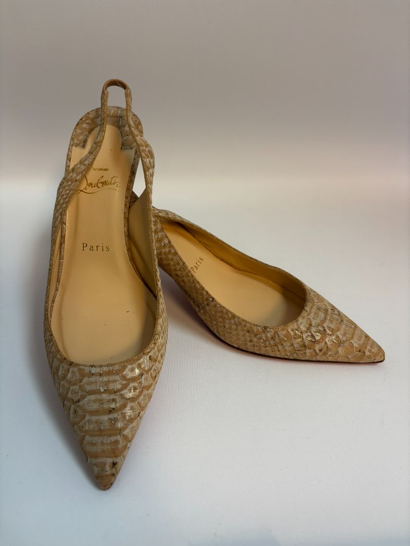 beige Christian Louboutin slingbacks, 38.5 EU