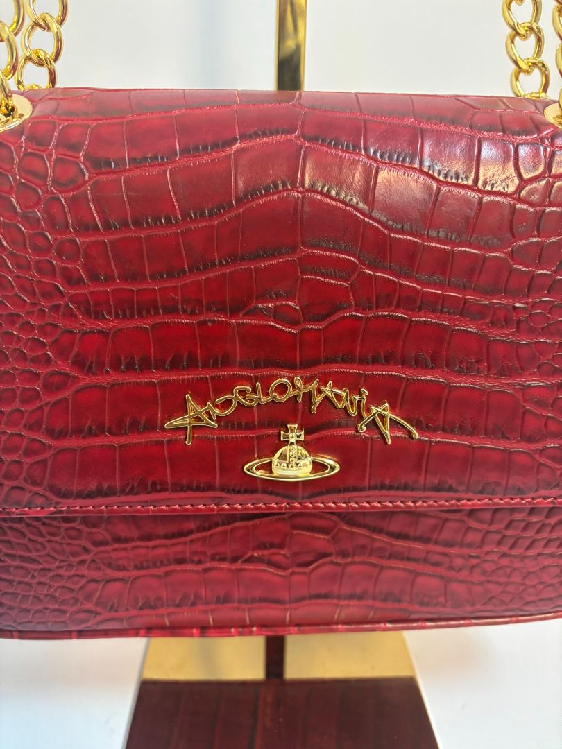red Vivienne Westwood croc bag, 10x 3x 7