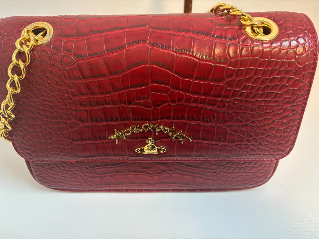 red Vivienne Westwood croc bag, 10x 3x 7
