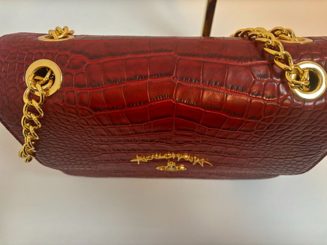 red Vivienne Westwood croc bag, 10x 3x 7