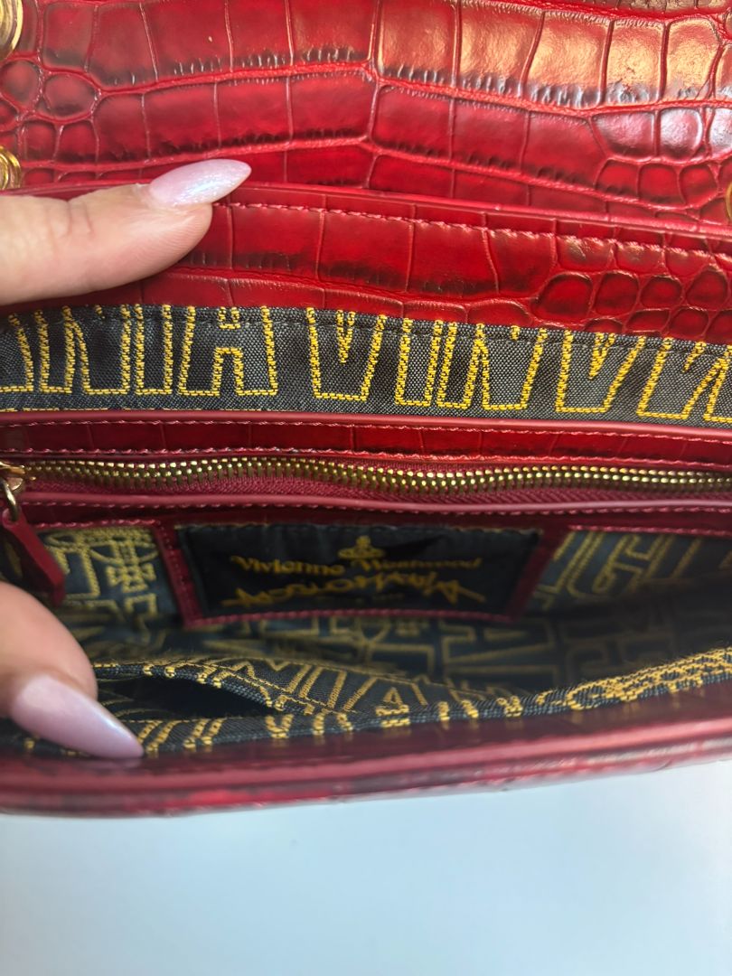 red Vivienne Westwood croc bag, 10x 3x 7