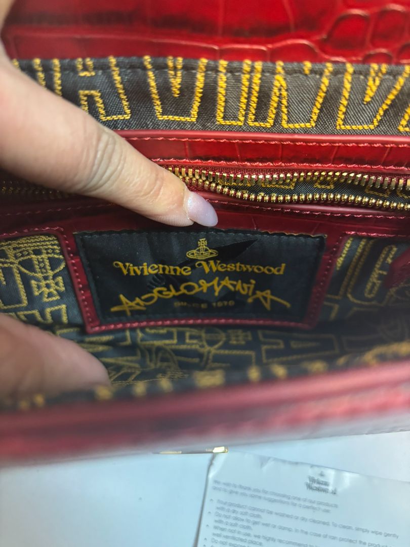 red Vivienne Westwood croc bag, 10x 3x 7