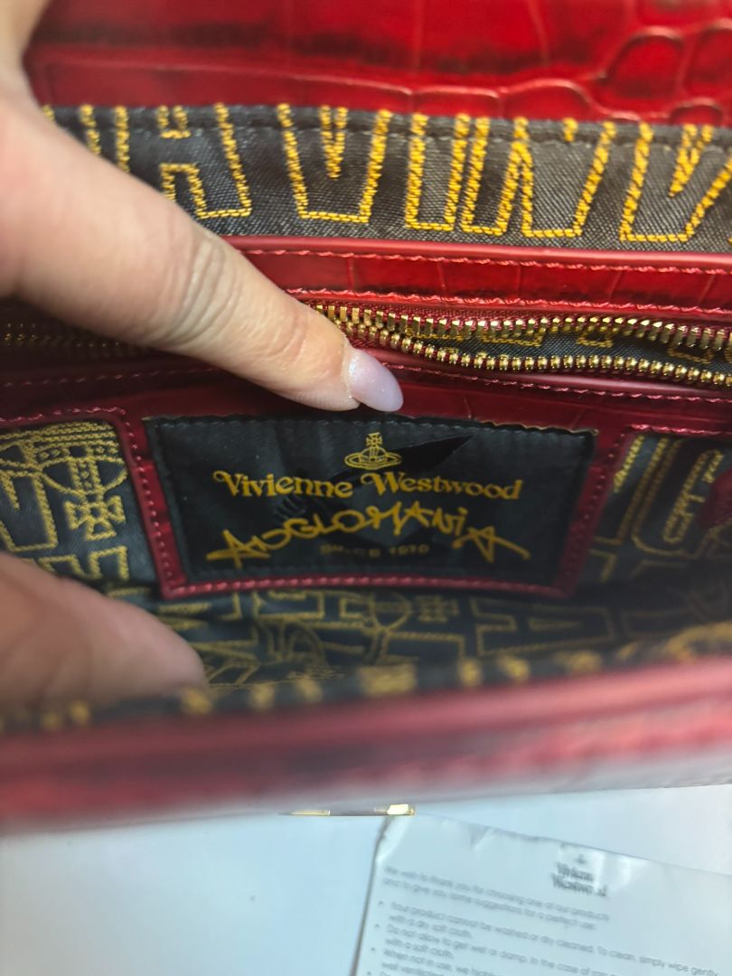red Vivienne Westwood croc bag, 10x 3x 7