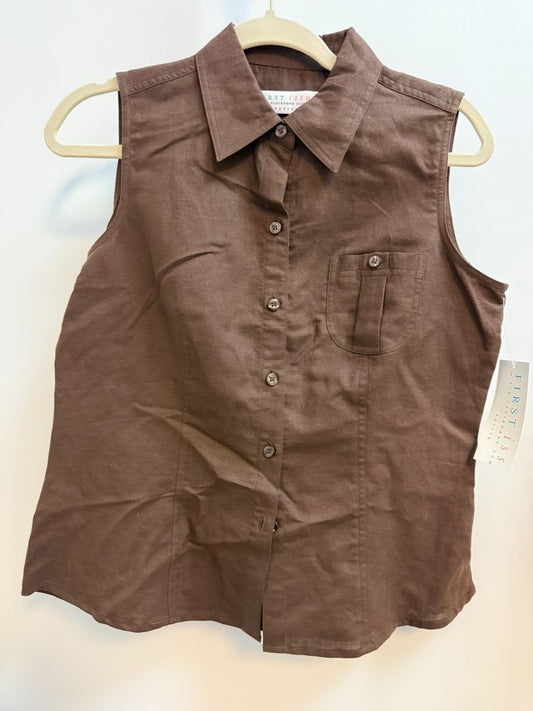 brown First Issue sleeveless button up, M