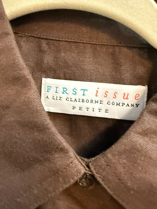 brown First Issue sleeveless button up, M