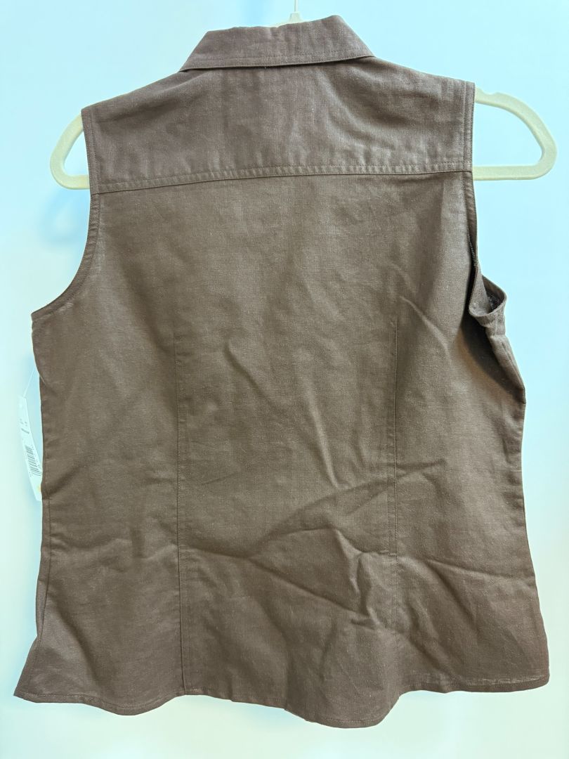 brown First Issue sleeveless button up, M