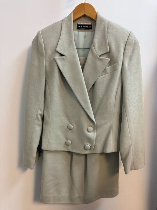 teal green blue Saks Fifth Avenue The Works blazer suit set, 10