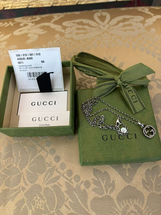 925 sterling silver Gucci interlocking necklace, 10 in