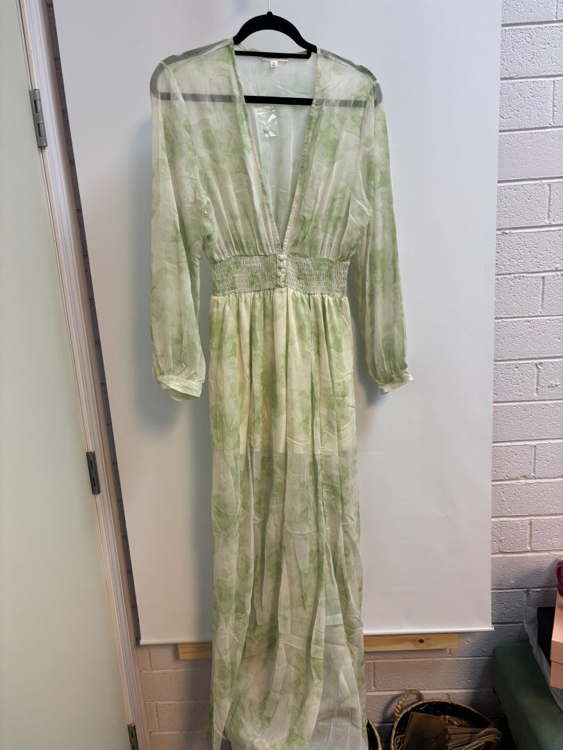 Sheer Summer Dress Light Floral Green