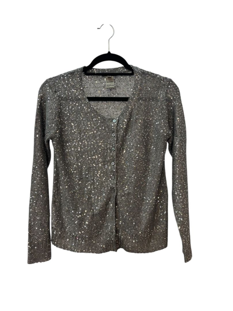 silver Jigsaw sequin cardigan, S