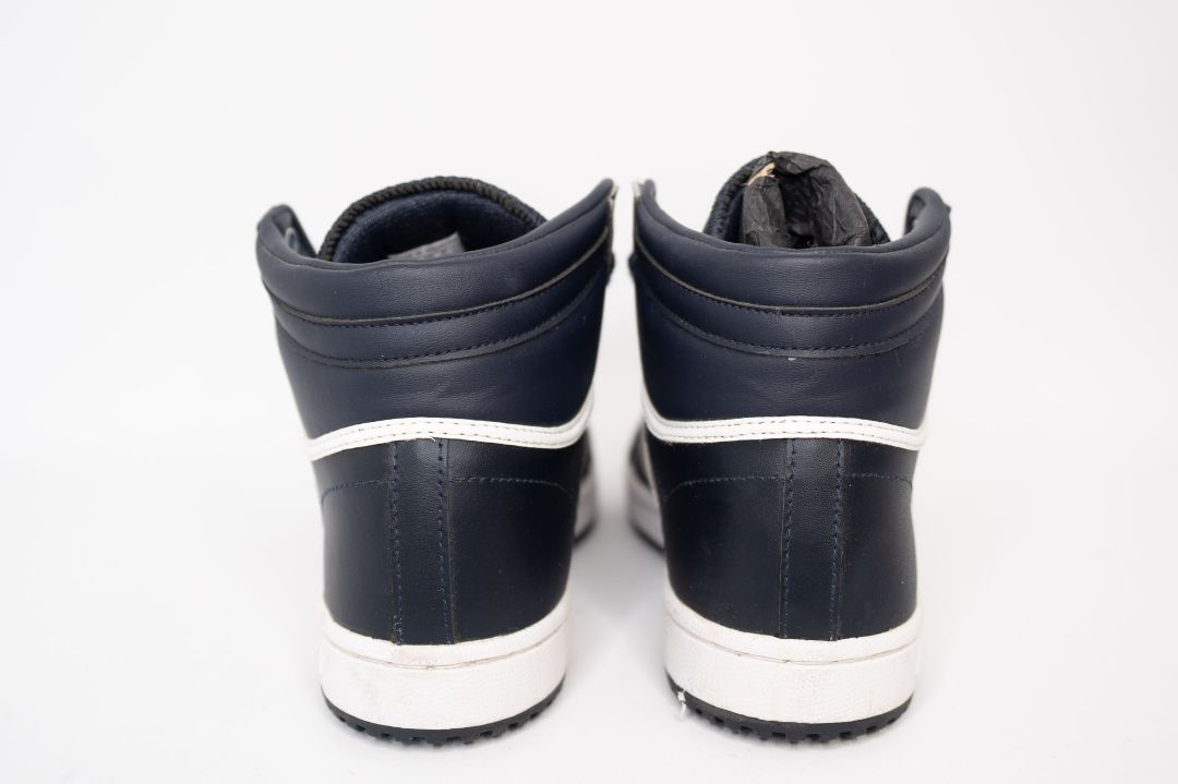 blue navy Adidas high top sneakers, 5W