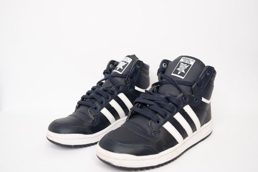 blue navy Adidas high top sneakers, 5W