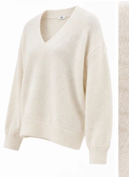 ivory Whisper Mint Fuzzy Knit V-Neck Sweater, multi