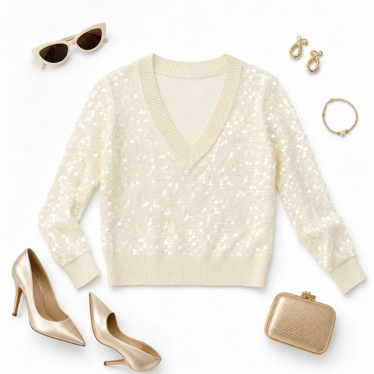 Milly sequin v neck sweater