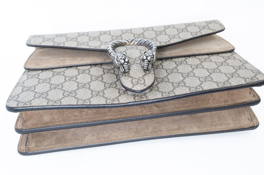 Taupe/Beige Gucci Gucci Shoulder Bag, Size: Small    •    Width: 11 in    •    Height: 7 in    •    Depth: 3.5 in    •    Chain Strap Drop (Double): 13 in    •    Chain Strap Drop (Single): 23 in – for shoulder or crossbody wear    •    Style Code: 400249