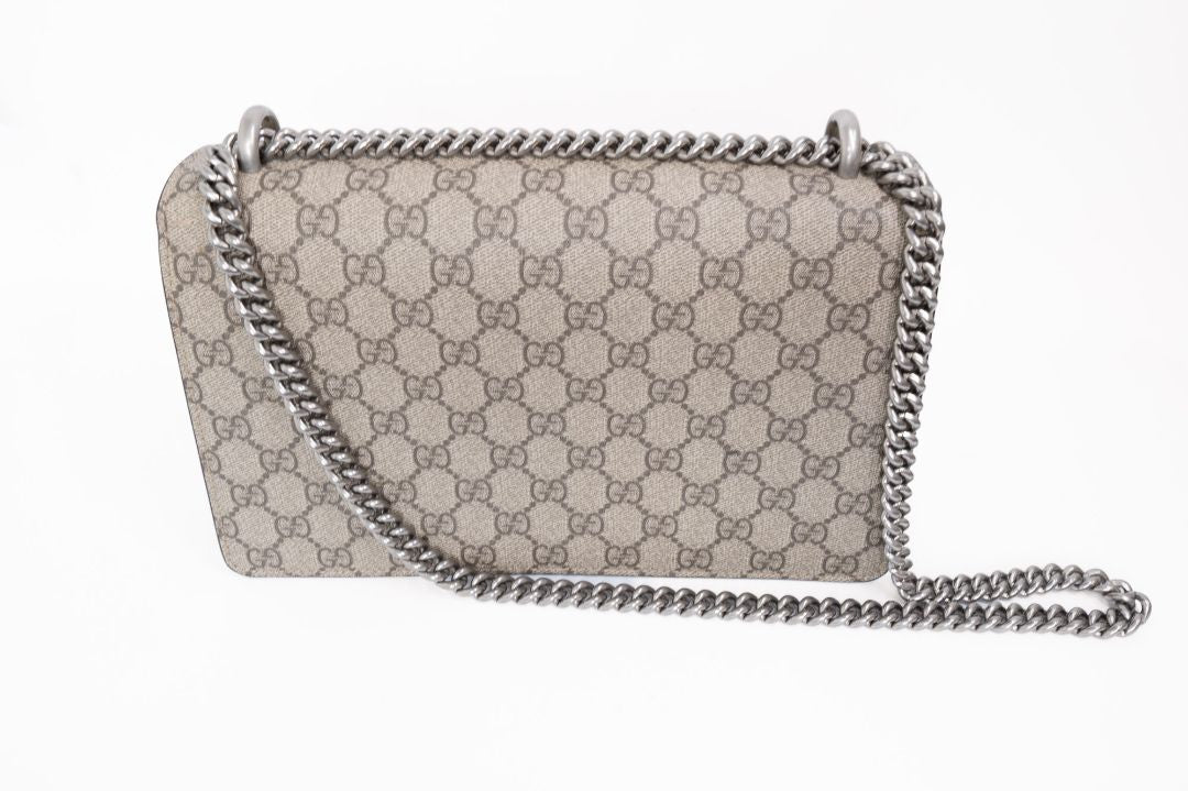 Taupe/Beige Gucci Gucci Shoulder Bag, Size: Small    •    Width: 11 in    •    Height: 7 in    •    Depth: 3.5 in    •    Chain Strap Drop (Double): 13 in    •    Chain Strap Drop (Single): 23 in – for shoulder or crossbody wear    •    Style Code: 400249