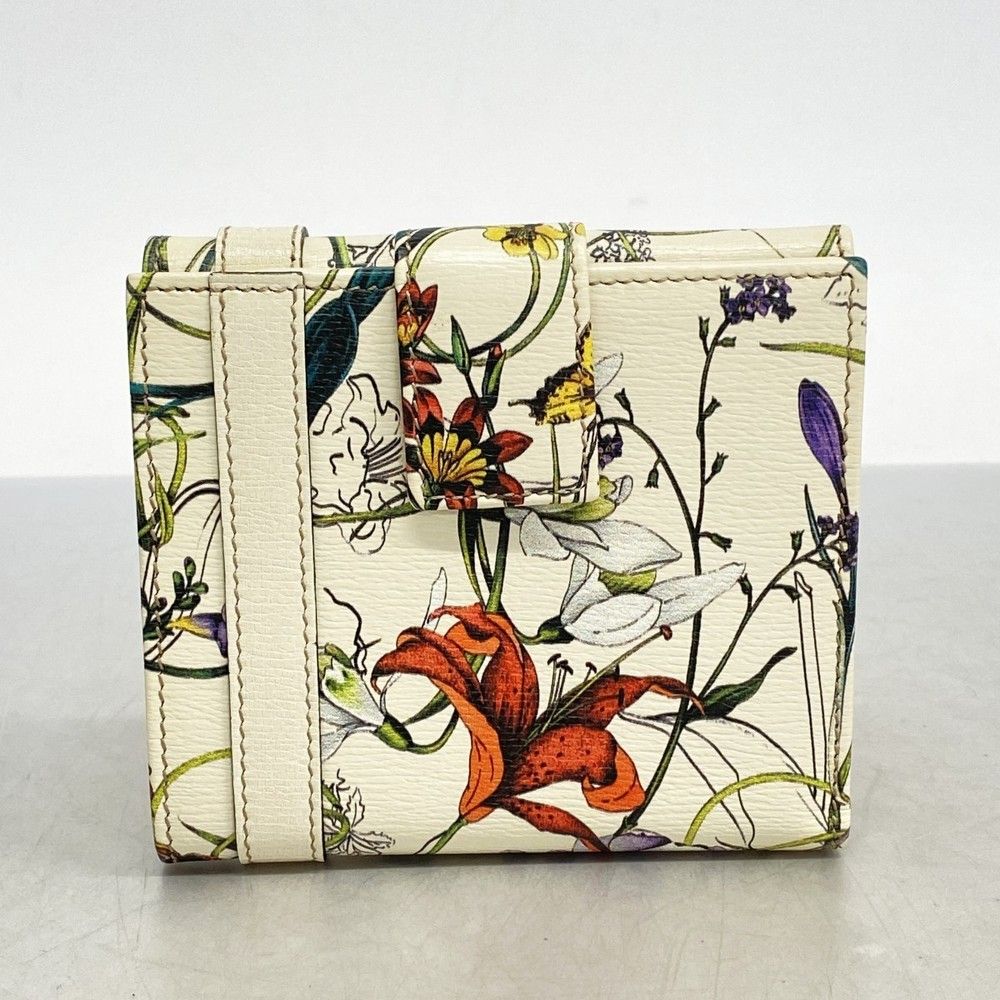 white multicolor Gucci flora wallet, 12 x 5 x 1