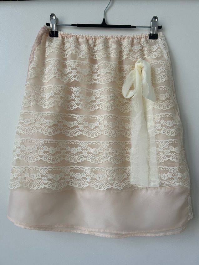 vintage lace pillow case skirt w/ chiffon ribbon