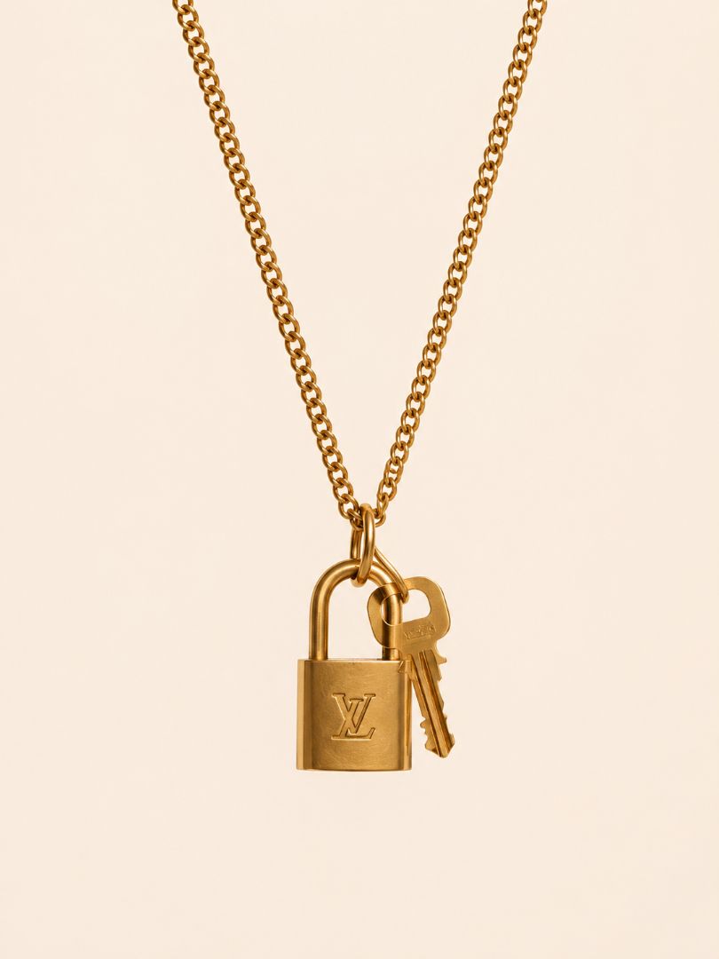 repurposed locket LV lock and key necklace