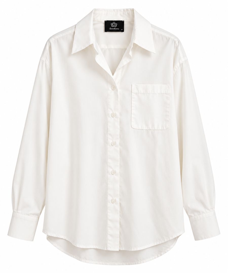 ivory Sweetkama LUXE CORE Oversized Button-Down Shirt, multi