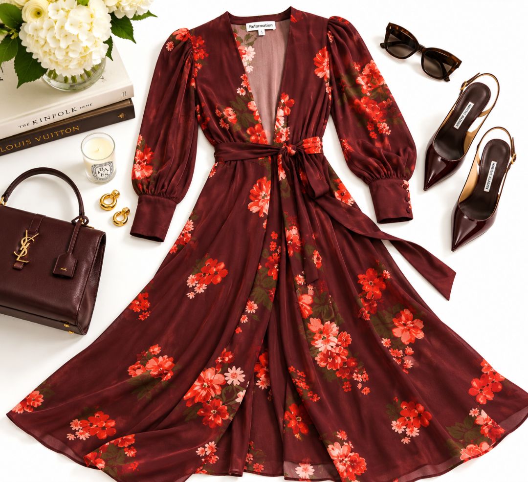 Reformation wrap floral dress