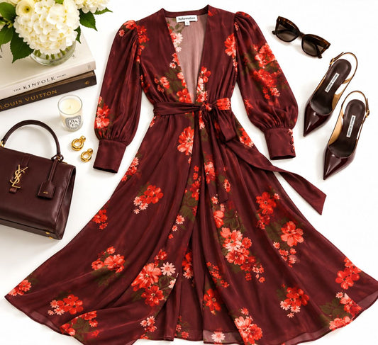 Reformation wrap floral dress