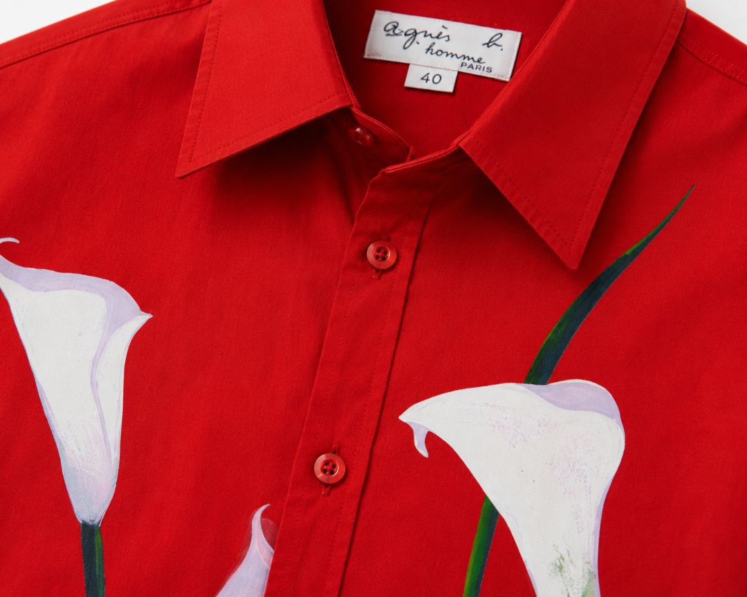 Red Agnes B. Homme Paris button up, 40