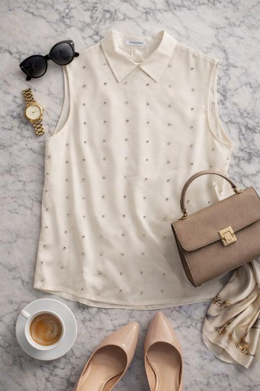 white Equipment embelished short sleeve, M