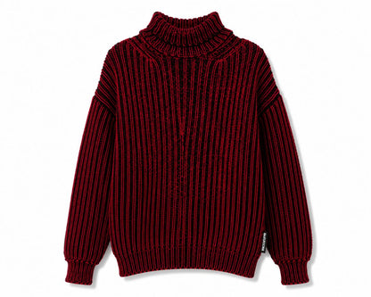 Crimson Red/Black Balenciaga Oversized Mock Neck Sweater, 34