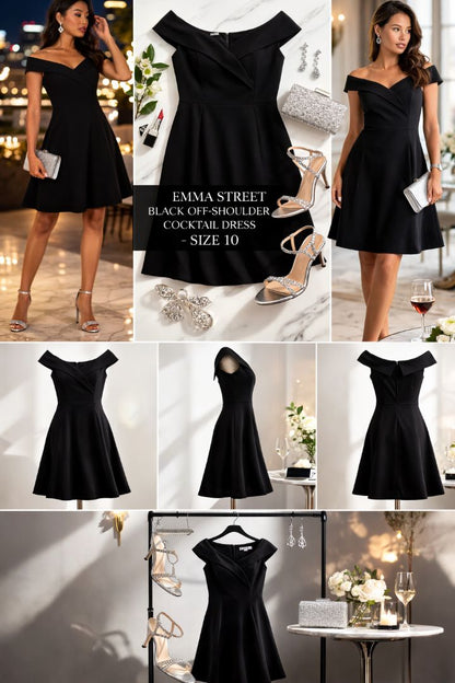 Emma Street Black Off-Shoulder Dress 10