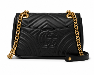 black and gold Gucci Marmont mini Matelasse with dust bag and box