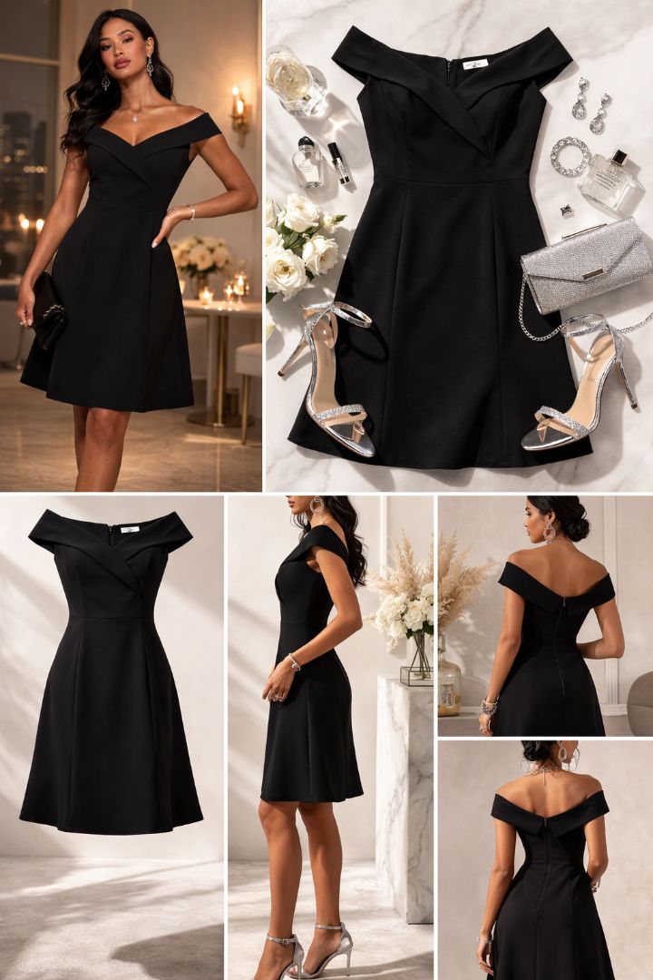 Emma Street Black Off-Shoulder Dress 10