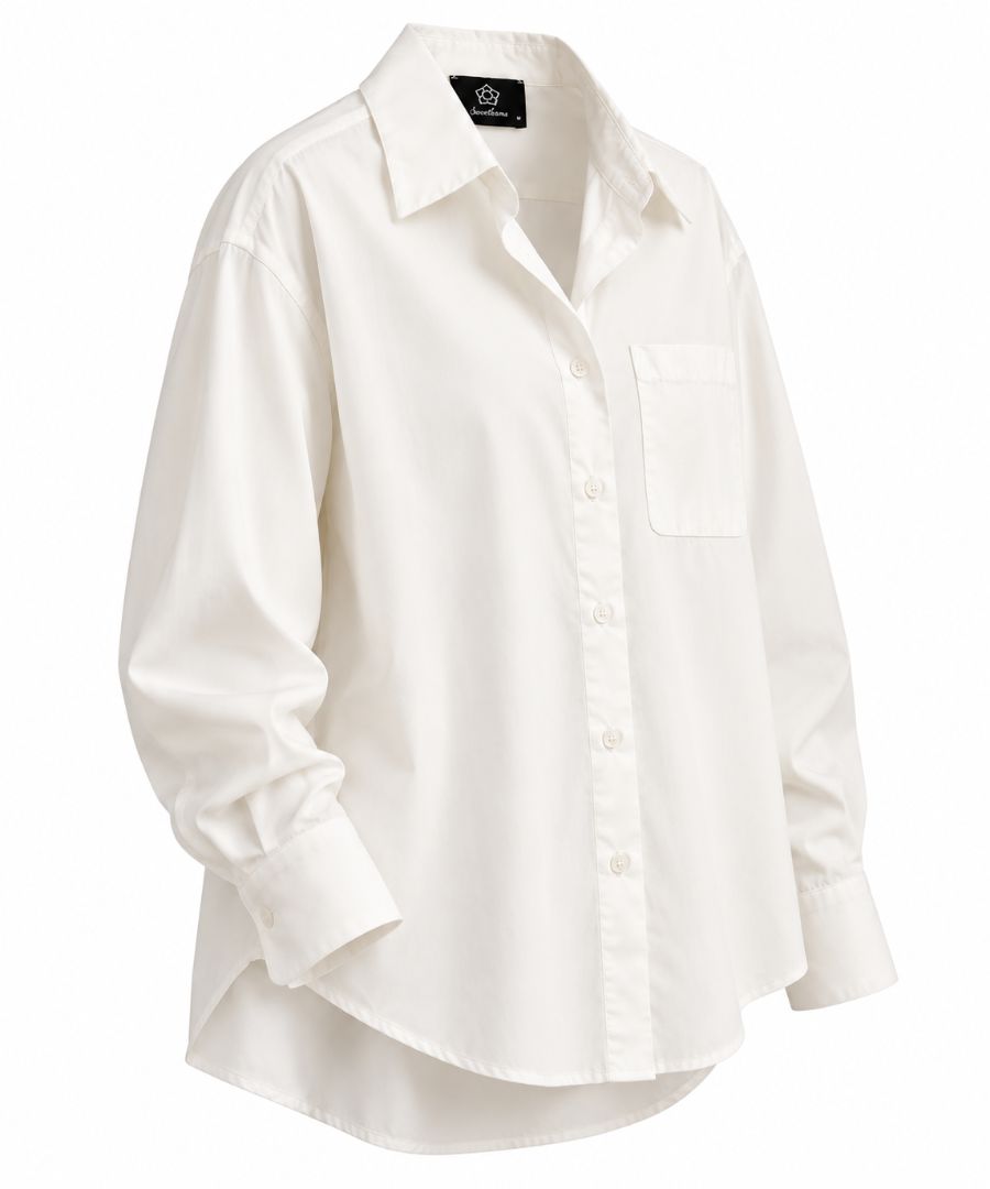 ivory Sweetkama LUXE CORE Oversized Button-Down Shirt, multi