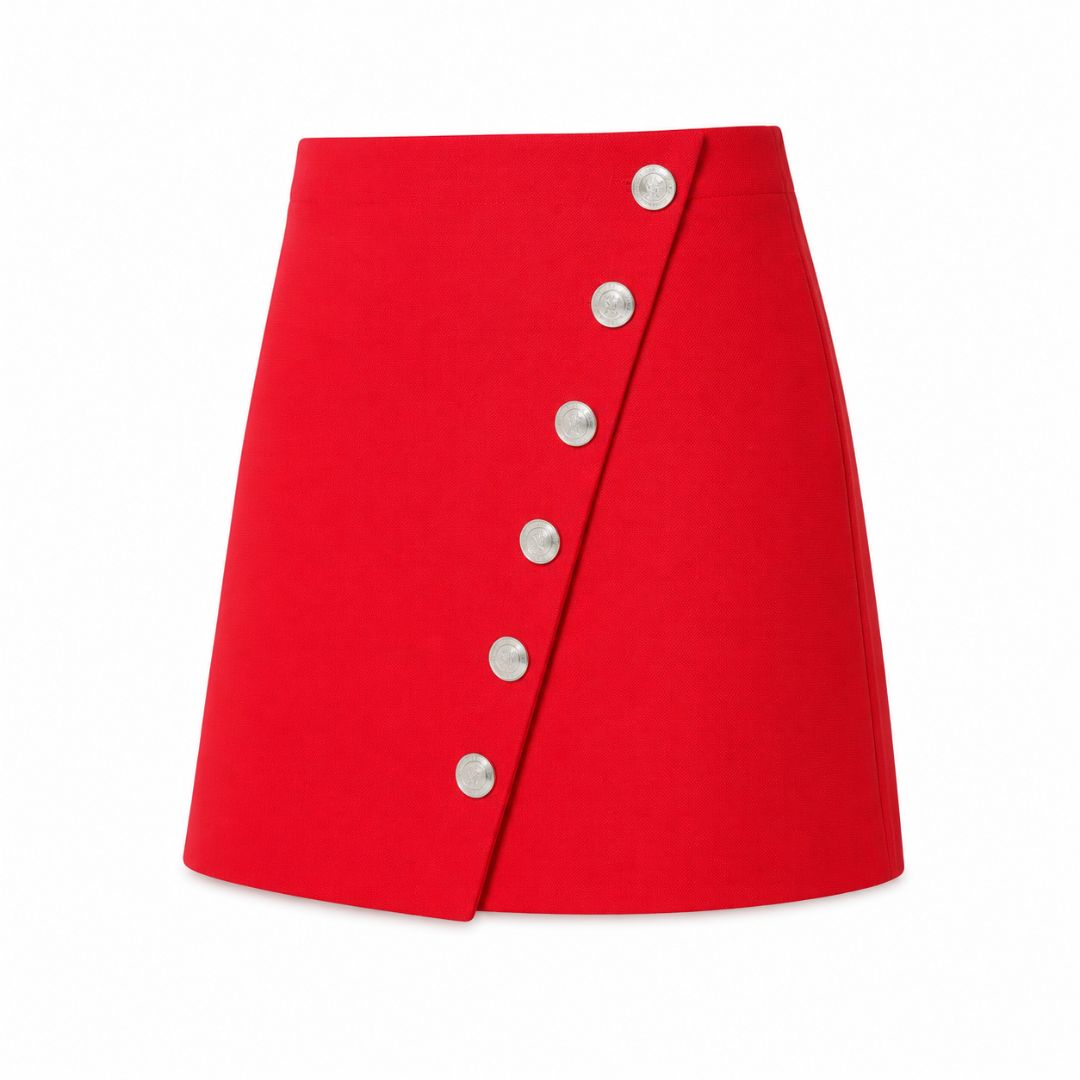 Maje Asymmetric Snap button mini skirt