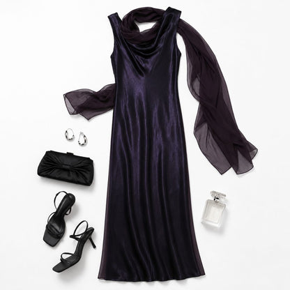 ABS silk gown with scarf