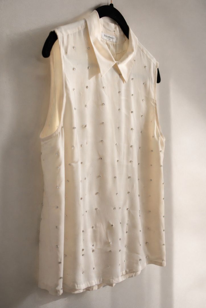 Equipment Ivory Crystal Embellished Blouse M