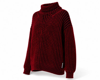 Crimson Red/Black Balenciaga Oversized Mock Neck Sweater, 34