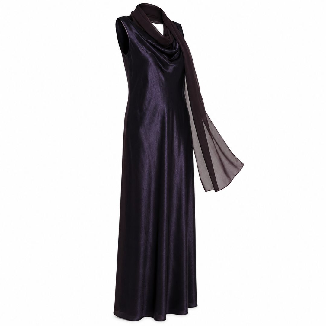 ABS silk gown with scarf