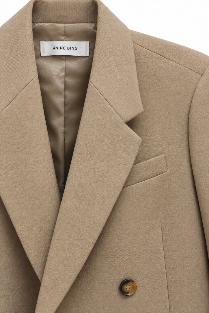 Taupe Anine Bing double breasted oversized coat