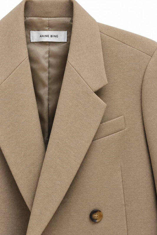 Taupe Anine Bing double breasted oversized coat
