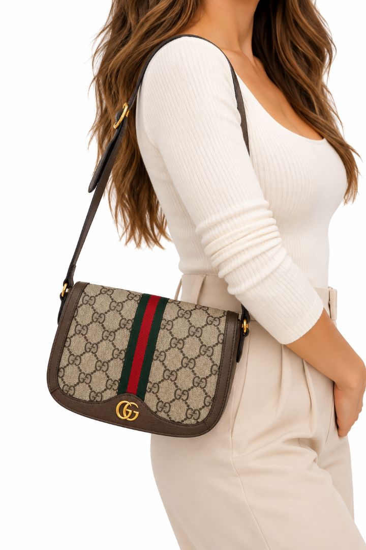 Gucci Ophidia GG Supreme Web Stripe Shoulder Bag