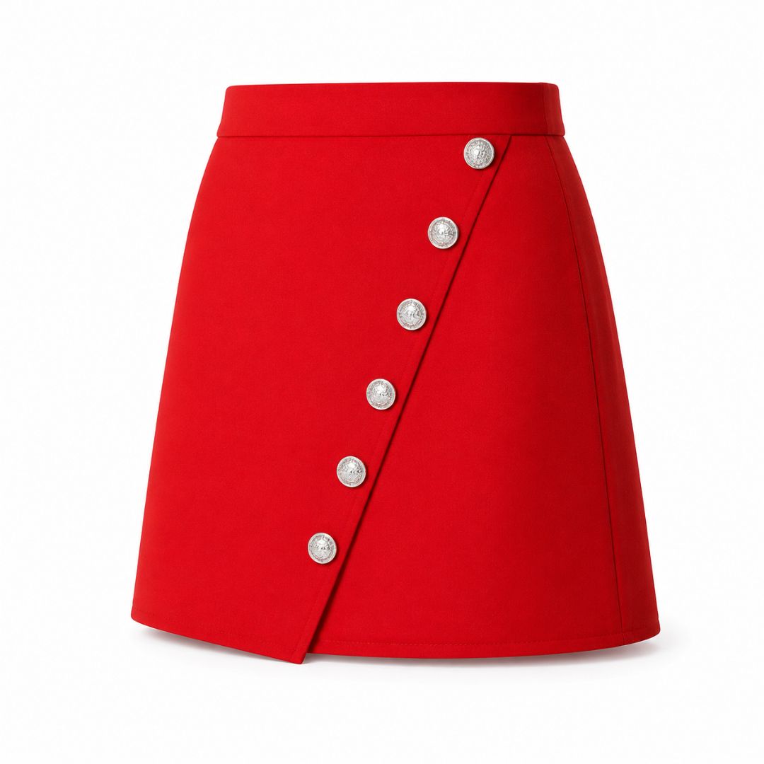 Maje Asymmetric Snap button mini skirt